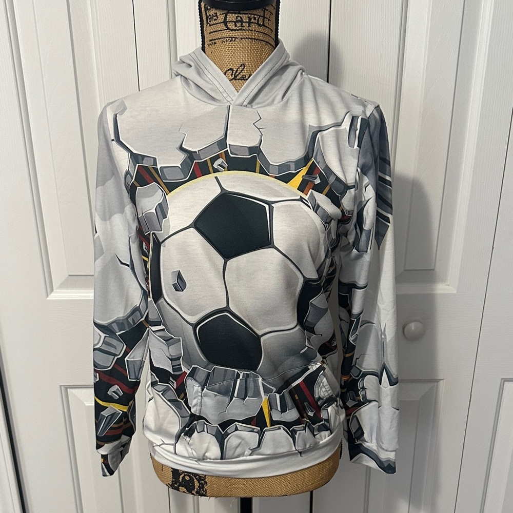 Gray Soccer Ball Pattern Hoodie